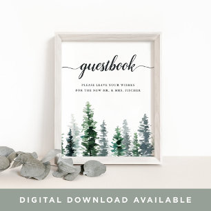 Poster Sinal de Guestbook de Casamento em Grove de Madeir