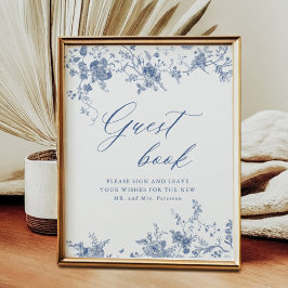Poster Sinal de Guestbook de Casamento Floral de Chinoise