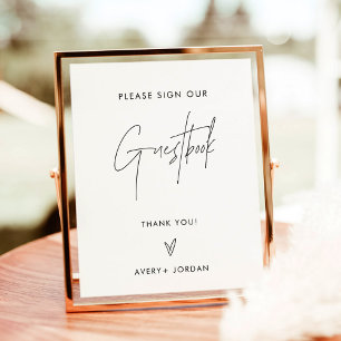 Poster Sinal de Guestbook de Casamento Sinal minimalist