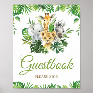 Poster Sinal de Guestbook de Chá de fraldas Verde para A