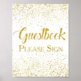 Póster Sinal de Guestbook de Confetti de Glitter Dourado 