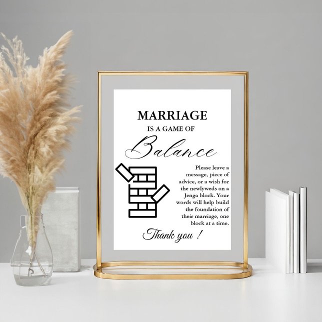 Poster Sinal de Guestbook de Jogo Jenga de Casamento Míni (Criador carregado)