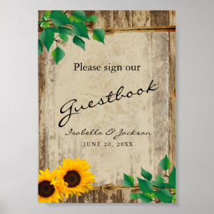 Poster Sinal de Guestbook do Sunflower Barn