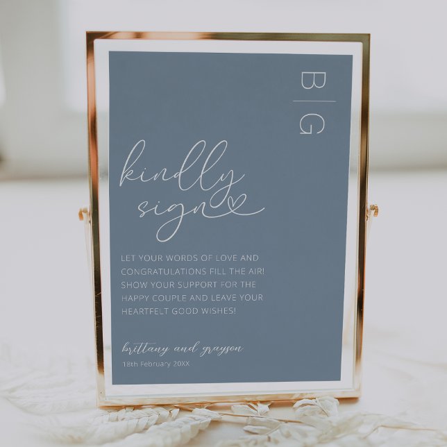 Poster Sinal de Guestbook Dusty Blue (Criador carregado)