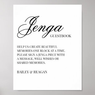 Poster Sinal de Guestbook Jenga de Casamento Elegante Min