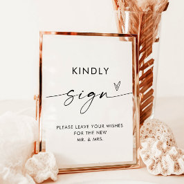 Poster Sinal de Guestbook Minimalista, Sinal Moderno 5x7