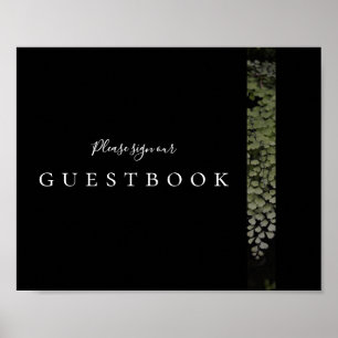 Poster Sinal de Guestbook Moderno das Ferns Escuras e Moo
