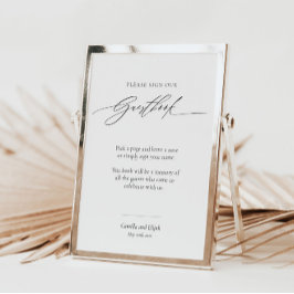Poster Sinal de Guestbook Moderno de Casamento com Caligr