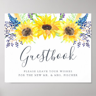 Poster Sinal de Guestbook para campos de flores
