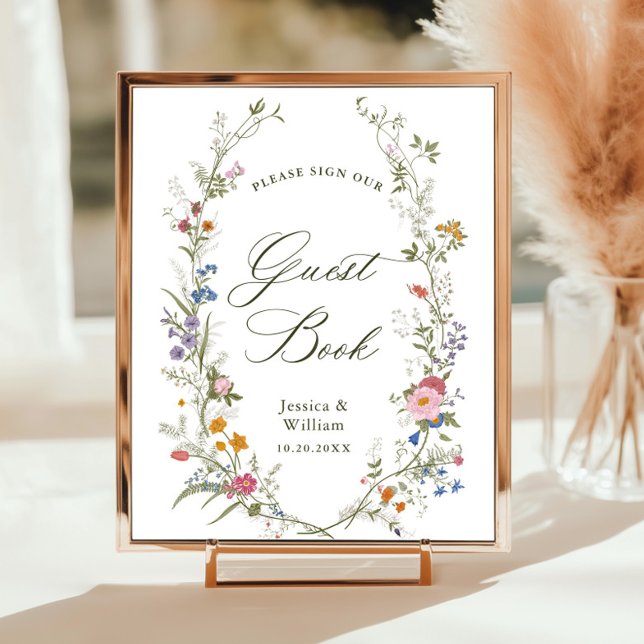 Poster Sinal de Guestbook Pastel Pink Floral (Criador carregado)