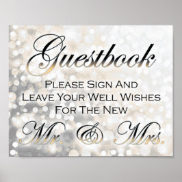 Poster Sinal de Guestbook Preto e Dourado