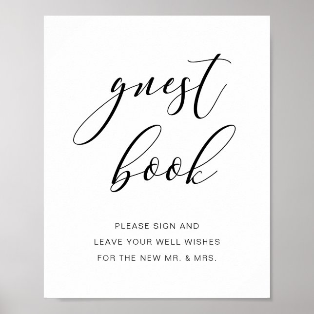Poster Sinal de Guestbook Rustic Wedding Script Manuscrit (Frente)