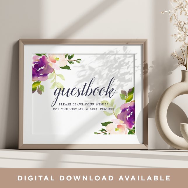 Poster Sinal de Guestbook Vibrant Bloom (Criador carregado)