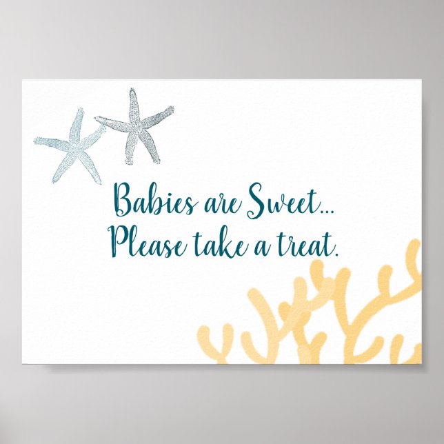 Poster Sinal de guloseimas para chá de bebê com tema Ocea (Frente)