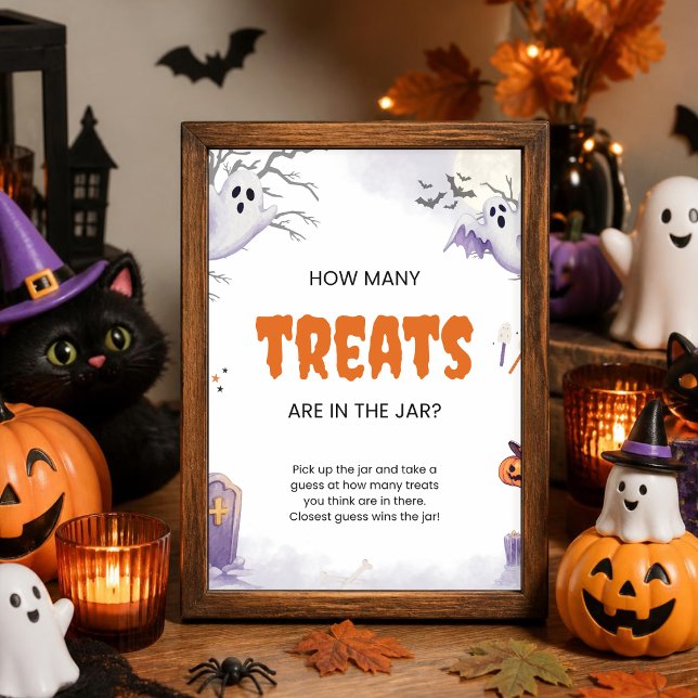 Poster Sinal de Halloween Quantos Doces Estão no Pote (Criador carregado)
