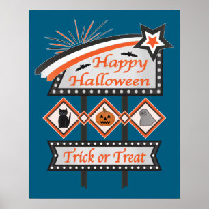 Poster Sinal de Halloween Vintage Retro – Travessura ou D