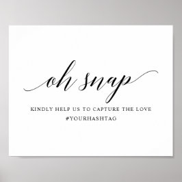 Poster Sinal de hashtag de casamento da tipografia elegan