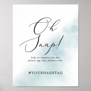 Poster Sinal de Hashtag de Casamento de Casamento de Azul