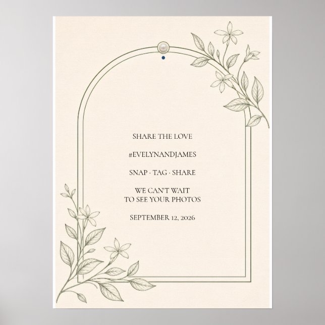 Poster Sinal de Hashtag de Casamento de Compartilhamento  (Frente)