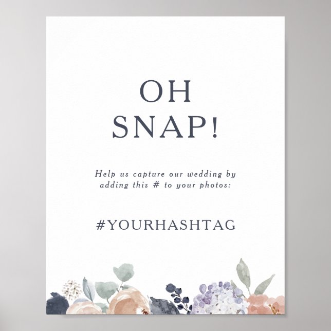 Poster Sinal de hashtag de casamento Floral Rústico Simpl (Frente)