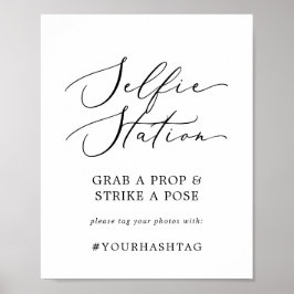 Poster Sinal de Hashtag de Estação de Selfie Preto Delica