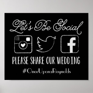 Poster Sinal de Hashtag do casamento (escolha sua cor)