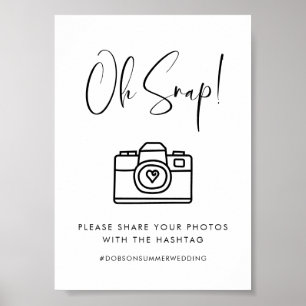 Poster Sinal de hashtag Snap Weding Elegante e Moderno
