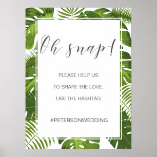 Poster Sinal de hashtag tropical elegante OH SNAP