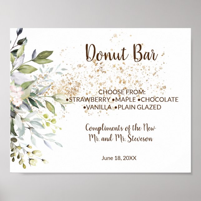 Poster Sinal de Herbal de Mesa de Doces de Donut Bar Casa (Frente)