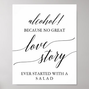Poster Sinal de História de Amor de Álcool de Caligrafia 