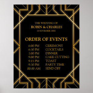 Poster Sinal de Horário de Eventos Gatsby Art Deco