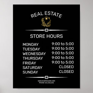 Poster sinal de horário de funcionamento de imobiliária