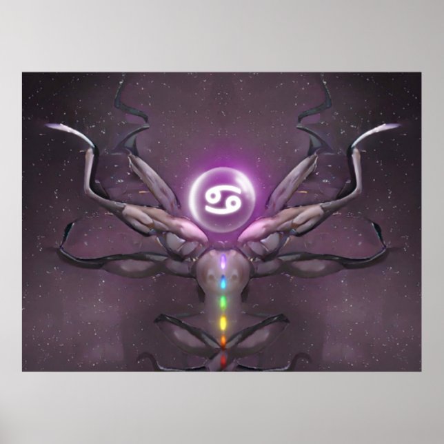 Poster Sinal de Horóscopo do Cancer Zodiodótico (Frente)