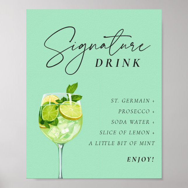 Poster Sinal de Hugo Spritz Bebida de Assinatura Chá de C (Frente)