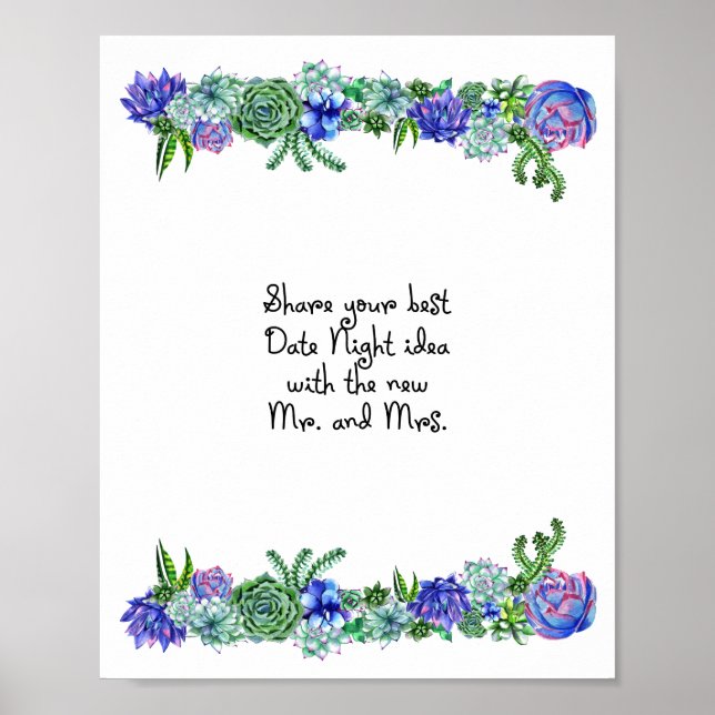 Poster Sinal de Ideia de Data Noite Suculento (Frente)