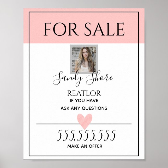 Poster Sinal de Imobiliário de Casa para Venda, Real (Frente)