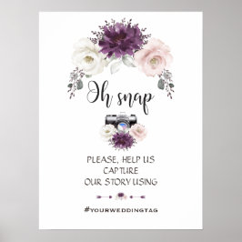 Poster Sinal de Instagrância de Snap, Floral Branco Cor-d