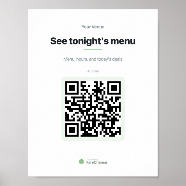 Poster Sinal de janela de código QR para restaurantes e l (Frente)
