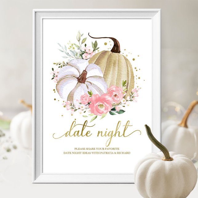 Poster Sinal de Jarra de Abóbora Floral Rosa para Noite d (Criador carregado)