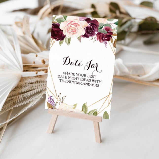 Poster Sinal de jarra de data floral geométrica dourada e (Criador carregado)