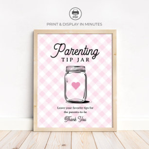 Poster Sinal de Jarro de Dicas de Pais Rustico Rosa para