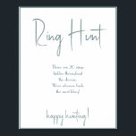 Poster Sinal de Jogo de Caça ao Anel no Chá de Noiva<br><div class="desc">Torne-o seu adicionando seu texto. Para acessar ferramentas avançadas de edição,  vá para “Personalizar”,  role para baixo e pressione o link “clique para personalizar ainda mais”. Para mais designs correspondentes,  clique no link “Outros produtos desta coleção”</div>