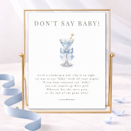 Poster Sinal de Jogo de Chá de Bebê Blue Martini Baby Não