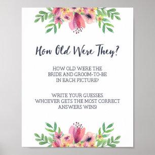 Poster Sinal de Jogo de Chá de Noiva Idade Antigamente