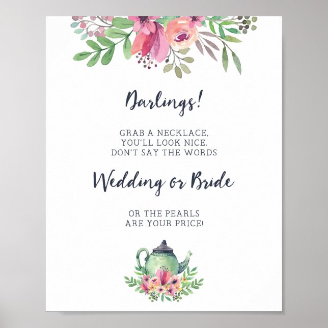 Poster Sinal de Jogo de Chuveiro de Noiva Não Diga Noiva (Frente)