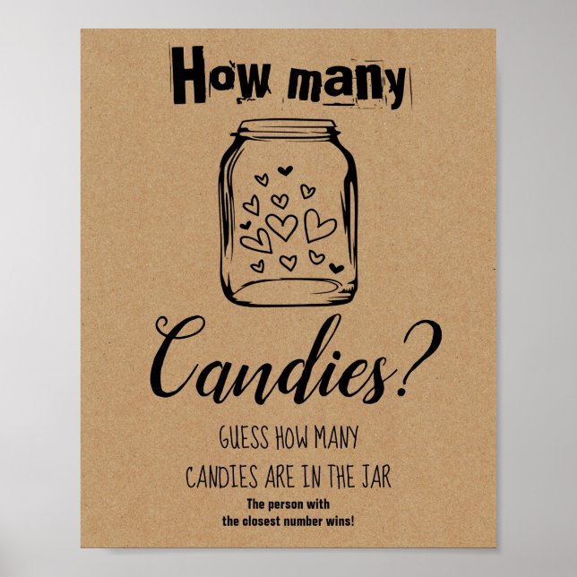 Poster Sinal de Jogo de Chuveiro de Noiva Quantas Balas (Frente)