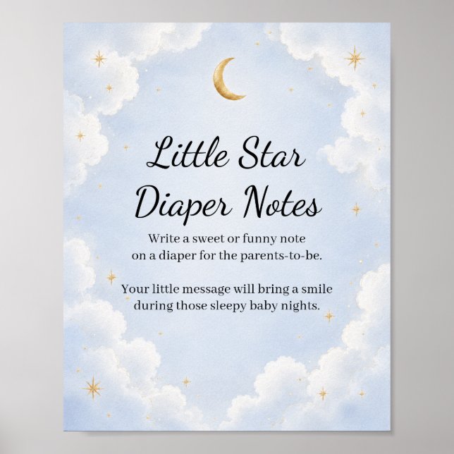 Poster Sinal de Jogo de Chuvinha de Bebê Little Star (Frente)