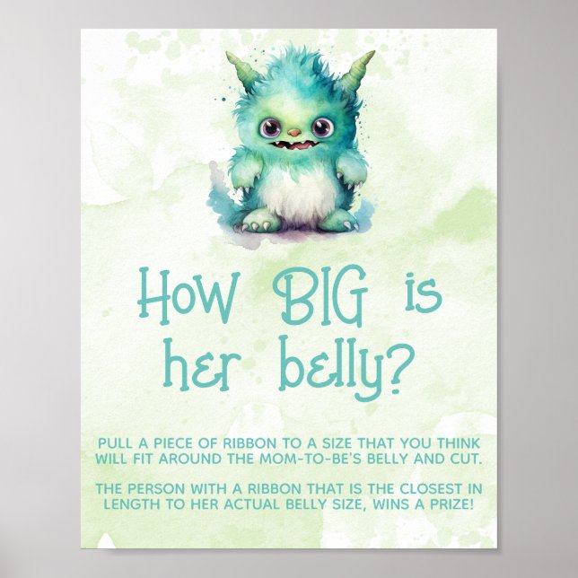 Poster Sinal de Jogo de Chuvinha de Bebê Menino Monstrinh (Frente)