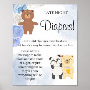 Poster Sinal de jogo de Fralda Noturna Tarde do Urso Tard