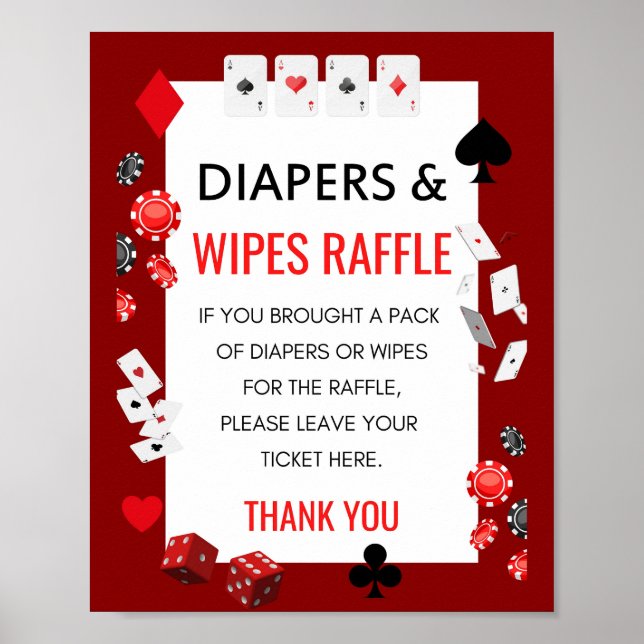 Poster Sinal de jogo do Chá de fraldas Ace Casino (Frente)